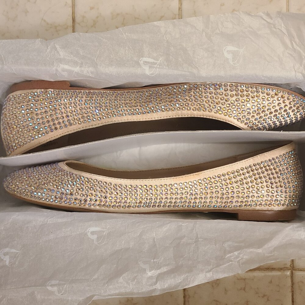Steve Madden Rhinestone Flats (Very low heel) I-Dreemy Blush Mult Size 9.5